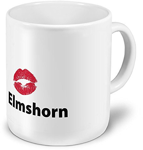 XXL Jumbo-Städtetasse Elmshorn - XXL Jumbotasse mit Design Kussmund - Städte-Tasse, Städte-Krug, Becher, Mug