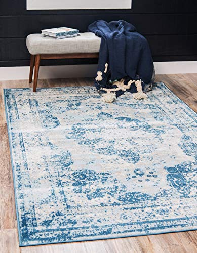 Unique Loom Sofia Collection Area Rug - Salle Garnier (5' 1 x 8' Rectangle Blue/Ivory)