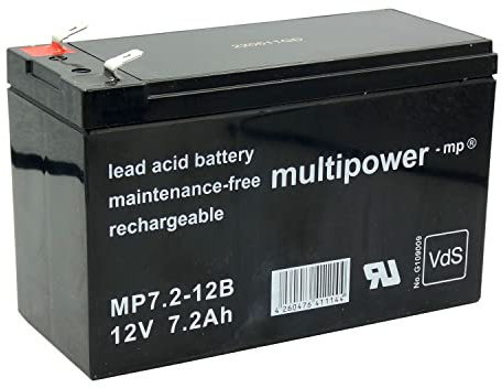 Multipower Bleiakku MP7.2-12B 12,0Volt 7.200mAh mit 6,3mm Steckanschlüssen