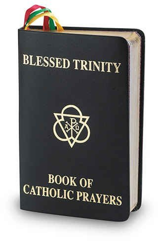 Livre de prières catholiques Blessed Trinity - Couverture noire de luxe - 408 pages (prières pour presque toutes les occasions, marque-pages ruban coloré)