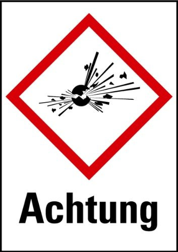 Aufkleber Achtung Explosionsgefahr GHS Etiketten Einzeln 52x37mm
