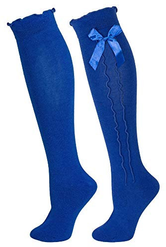 P.S. Schuhmacher Trachten Kniestrümpfe mit Schleife für Damen - Royalblau Gr. 39-42