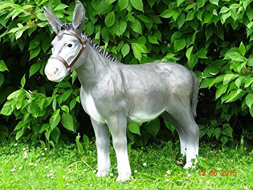 XL Esel lebensgross grau Premium Deluxe Garten Deko Figur inkl. Spedition