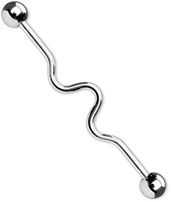 Paula & Fritz® Industrial Ohr-Piercing Stab Welle Chirurgenstahl 32mm 35mm 38mm Stab-Länge 1.6 mm Stab-Dicke Silber Gold Rosegold Schwarz Bunt Barbell