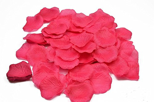 100 petales de Roses en Fibre DE Tissus Compact Plusieurs Coloris pour Deco de Table Mariage (Fuchsia)