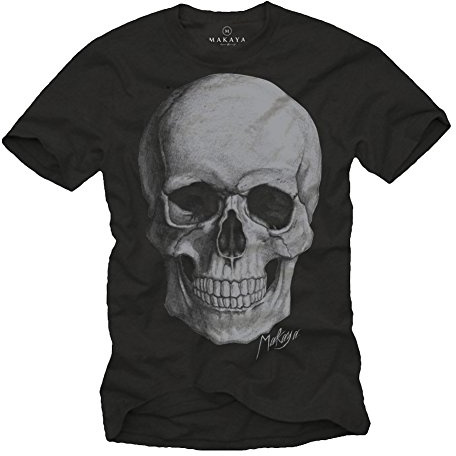 MAKAYA Cooles Biker T-Shirt Skull Totenkopf für Herren Größe S-XXXXXL