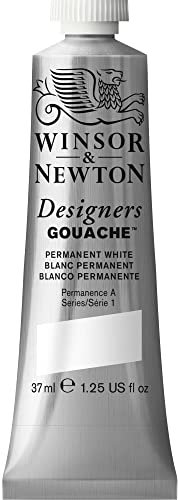 Winsor & Newton 614512 Designer Gouache - Permanentweiß, 37ml Tube - matte deckende Gouachefarben, Ideal für Gouachemalerei, Brillante, lichtechte Farben mit großer Deckkraft