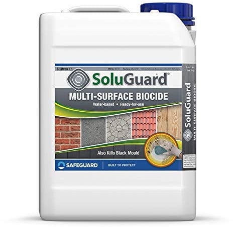 Soluguard Multi Surface Biocide - 5L - High Strength, Ready for Use Against Fungi, Mould, and Algae on Internal and External Walls, Brick, Render, Stone, Driveway, Roof Tiles & Other Surfaces