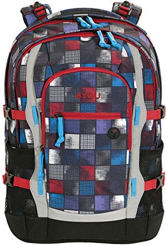 4YOU Basic Schulrucksack Jump 47 cm, Square Red/blue