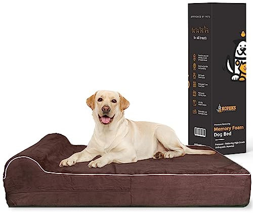KOPEKS Orthopädisches Bett aus Memory-Schaum mit Kissen für Hunde, inkl. wasserdichtem Innenschutz und abnehmbarem Bezug