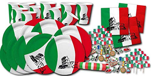 ORDENO Italien Flagge Motiv-Partygeschirrset Bella Italia