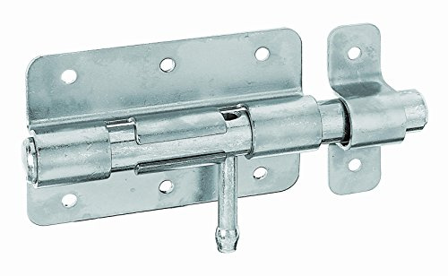 Alberts 863241 Bolzenriegel | mit rundem Griff und befestigter Schlaufe | galvanisch blau verzinkt | Platte 95 x 67 mm | Bolzen-Ø 15,5 mm | Gesamtlänge 135 mm | 10er Set