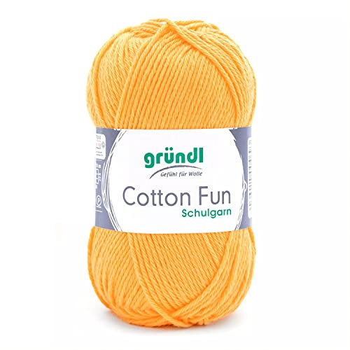 Gründl Cotton Fun Strickgarn/ Häkelgarn (weiches Garn aus 100% Baumwolle , OEKO-TEX zertifiziert, 50 g/115 m, Nadelstärke: 3-4, 1 Knäuel á 50 g), Mais