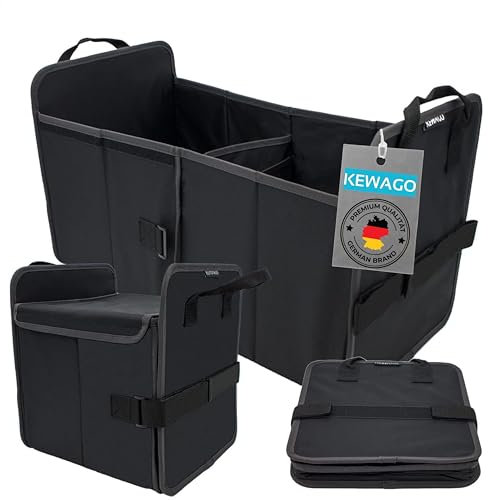 Kewago Kofferraumtasche – Faltbarer Kofferraum Organizer mit Deckel & Klett – 20/40L Auto Faltbox – Auto Zubehör, Aufbewahrungsbox, Rücksitz Organizer