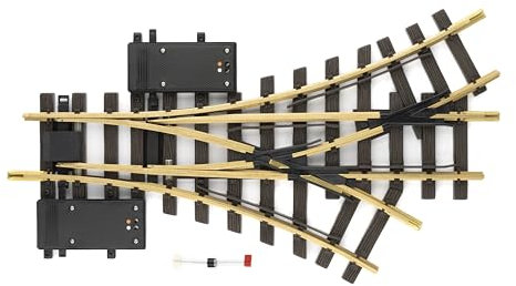 LGB – Elektrische Dreiwegweiche R1 – 30° - 12360, Gleiserweiterung für Gartenbahn, Gleismaterial, Zubehör, Spur G, Maßstab 1:22,5