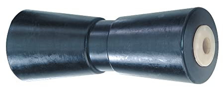 Sprenger V-Kielrolle aus schwarzem Gummi mit Stahlbuchse und Nylonkappe| 195 mm Länge für 200 mm Aufnahme | Stoßdämpfend und langlebig