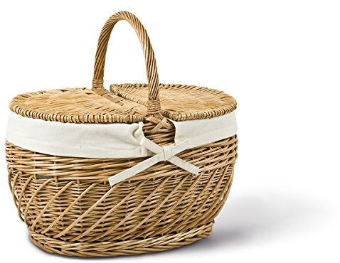 Adam Schmidt Picknickkorb oval, braun, T 42cm x B 31cm x H 27/45cm