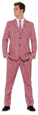 Smiffys mens Union Jack Suit, Red, XL - US Size 46-48