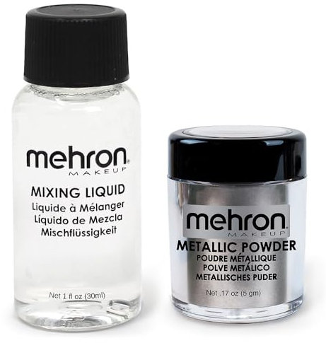 Mehron Metallic Powder with Mixing Liquid - Silver (5 gr/30 ml)