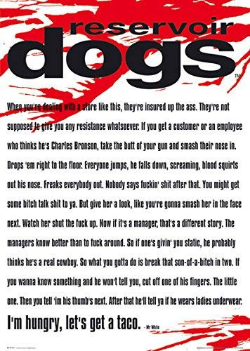 GB Eye 61 x 91,5 cm Herr weiß Zitat Reservoir Dogs Maxi Poster, mehrfarbig