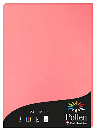 Clairefontaine 4235C Packung mit 50 Karten Pollen 120g, DIN A4, 21 x 29,7cm, Litschi