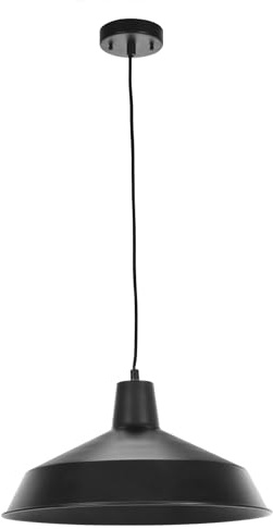 GLOBE Electric 65155 1-Light Industrial Warehouse Pendant Lighting, Matte Black, Hanging Lamp, Hanging Lights, Ceiling Light Fixture