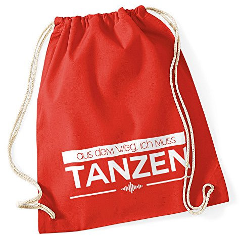 Autiga Turnbeutel aus dem Weg ich muss tanzen Party Feiern SPR?Che Techno Beutel Tasche Baumwolle rot