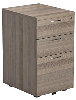 Office Hippo Heavy Duty Pedestal Filing Cabinet, File Cabinet, Office Cabinet with Anti-Tilt Mechanism, Lockable Filing Cabinet, Versatile Under Desk Office Storage - Grey Oak, 3 Drawer