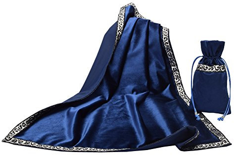 BLESSUME Altar Tarot Tischdecke Samt mit Tarot Tasche (Blau)