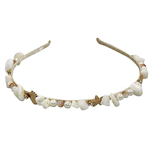 Dayiss Braut Haarschmuck Handarbeit mit Perlen Muscheln Ktistall Hochzeit Rhinestone Brautschmuck (Weiß)