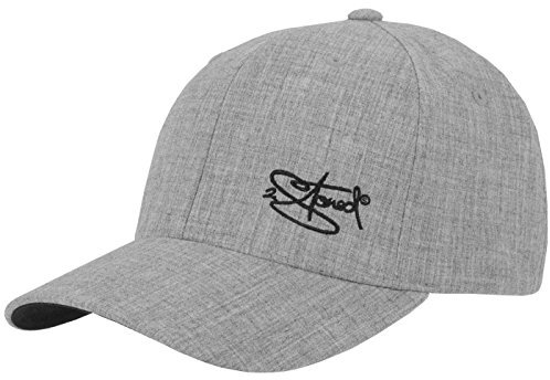 2Stoned Flexfit Baseball Cap Plain Span Melange in Heather Grey mit Stick Größe S/M (56 cm - 59 cm) für Herren