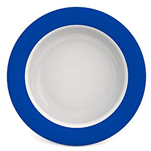 Ornamin Schale mit Kipp-Trick Ø 15,5 cm blau | Spezialteller mit Randerhöhung für selbstständiges Essen | Esshilfe, Melamin, Anti-Rutsch Schale, Tellerranderhöhung