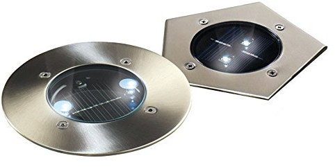 Edelstahl Solar Bodenstrahler Bodenleuchte Wegbeleuchtung 5-eckig LED IP44
