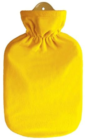 2 L Wärmflasche mit Flauschbezug, Wärmeflasche, Wärmetherapie, gelb