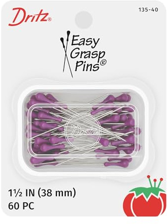 Dritz 135-40 Easy Grasp Pins, 1-1/2-Inch (60-Count) , Purple
