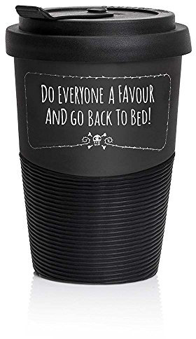 Pechkeks Misfortune Cookies 41030 Travel Mug Tasse de Voyage GO BACK TO BED Coffee to go Cup made de porcelaine de haute qualité incl. y compris couvercle en caoutchouc Made in EU