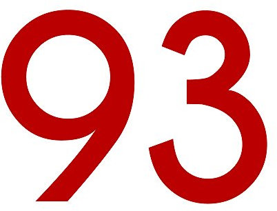 1peak Zahl 93 in rot, 30 cm großer Sticker aus Selbstklebender Klebefolie zum aufkleben, wetterfeste Klebezahl