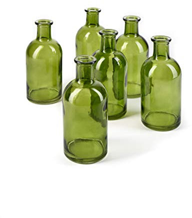 Serene Spaces Living Lot de 6 vases à bourgeons, bocaux d'apothicaire, Bouteilles décoratives en Verre, Centre de Table pour réception de Mariage, Mini vases à Fleurs, Petites Bouteilles de