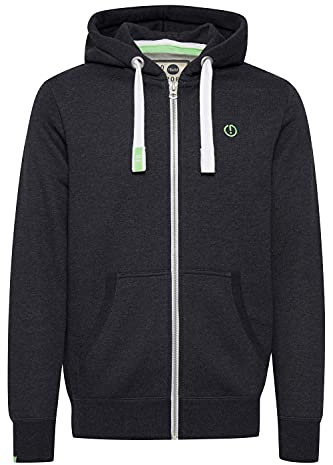 Solid SDBennZip Herren Sweatjacke Kapuzenjacke Hoodie mit Kapuze Reißverschluss Kordelzug Label-Details Baumwollmischung Regular fit, Größe:L, Farbe:Dark Grey Melange (8288)