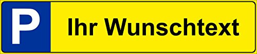 Parkplatzschild 52x11 cm personalisiert mit Wunschtext oder Kennzeichen – stabile 3 mm Aluverbundplatte wetterfest