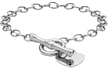 Tuscany Silver Damen Sterling Silber 15.7mm x 20.4mm Herz Charm Belcher Chain T-Bar Armband 19cm/7.5zoll 8.27.1252