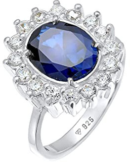Elli Ring Damen Cocktail Saphirblau Zirkonia Kristalle in 925 Sterling Silber