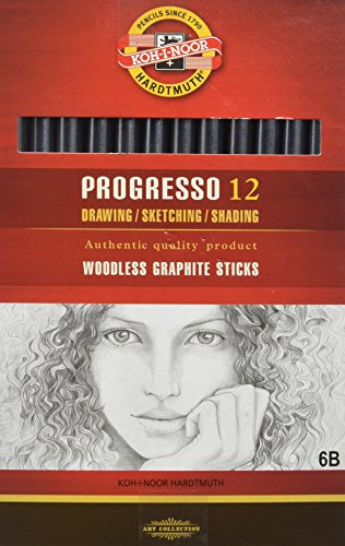 KOH-I-NOOR Progresso Graphitstift, holzfrei, Härtegrad 6B (12 Stück)