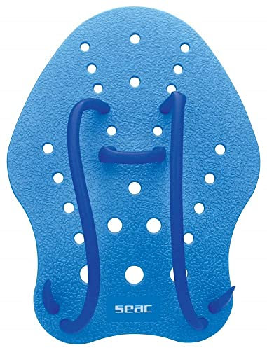 SEAC Hand Paddle, Palette per Allenamento al Nuoto in Piscina e in Mare Unisex Adulto, Blu, M