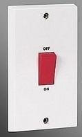 LGA 45 AMP DP Switch 2 Gang - Push Button Cooker/Shower Switch - White