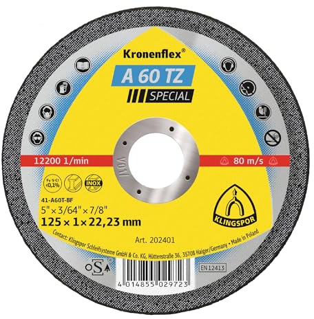 Klingspor 233742 A 60 TZ SPECIAL, Trennscheibe Spezial, Verpackungseinheit 25, 125X1X22,23, H, 25