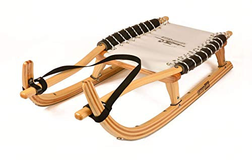 German Luge Freizeitrodel 120 cm Doppel-Farbe natur/Edelstahlschiene/Sitz weiß