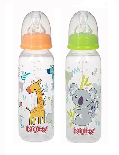 Baby Feeding - Nuby - 8oz Pack-of-2 Printed Non-Drip Bottle (1 Set Only) 1167