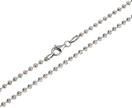 3mm Kugelkette, geschliffen- echt 925 Silber, Länge 90cm