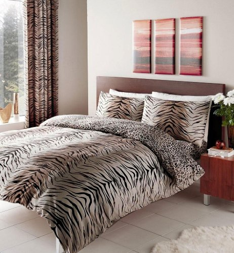 HOMEMAKER BEDDING TIGER PRINT DUVET COVER SETS WITH PILLOW CASES (King)